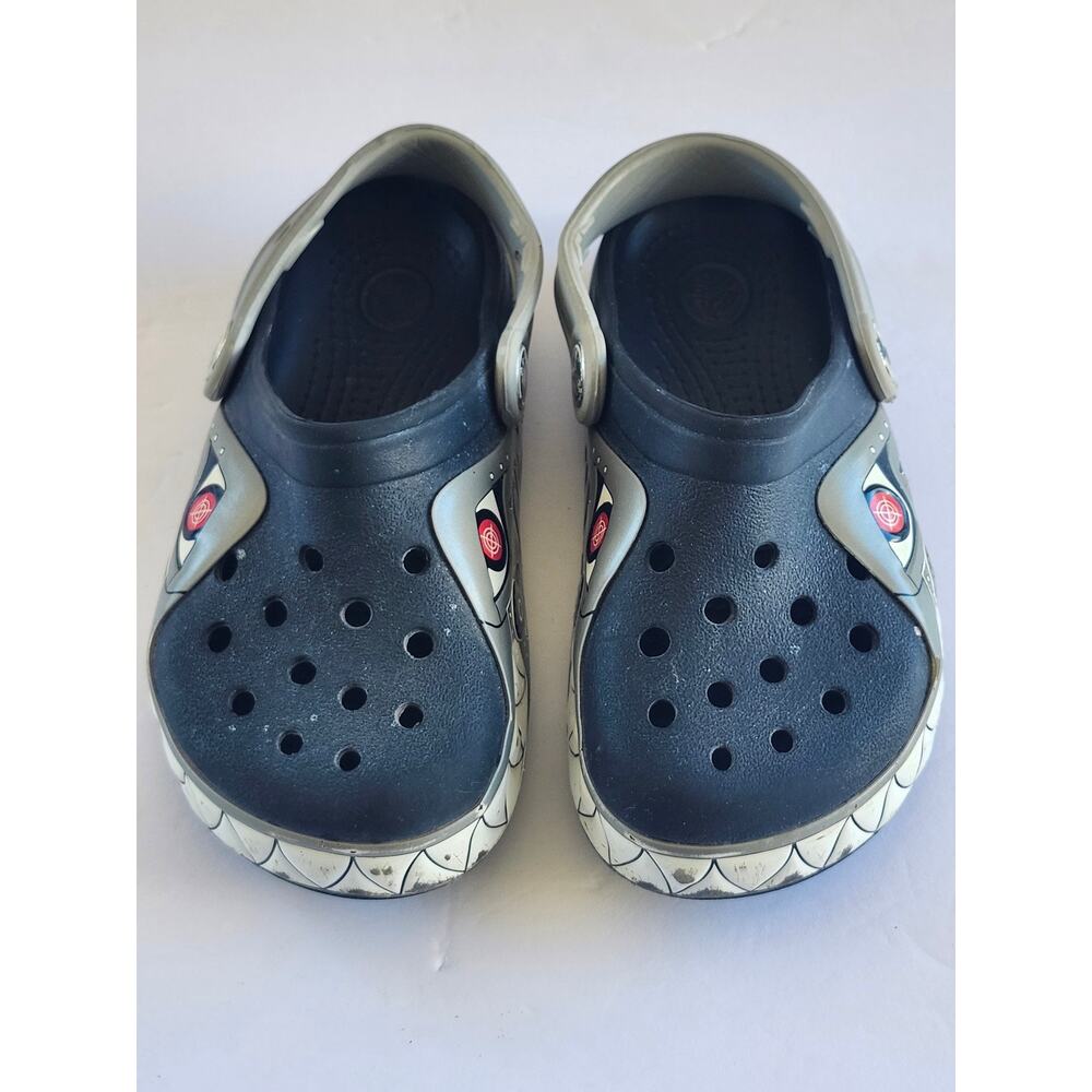 Crocs Kids Black RoboShark Slip On Clogs Shoes Kidcore Size C11 K0020
